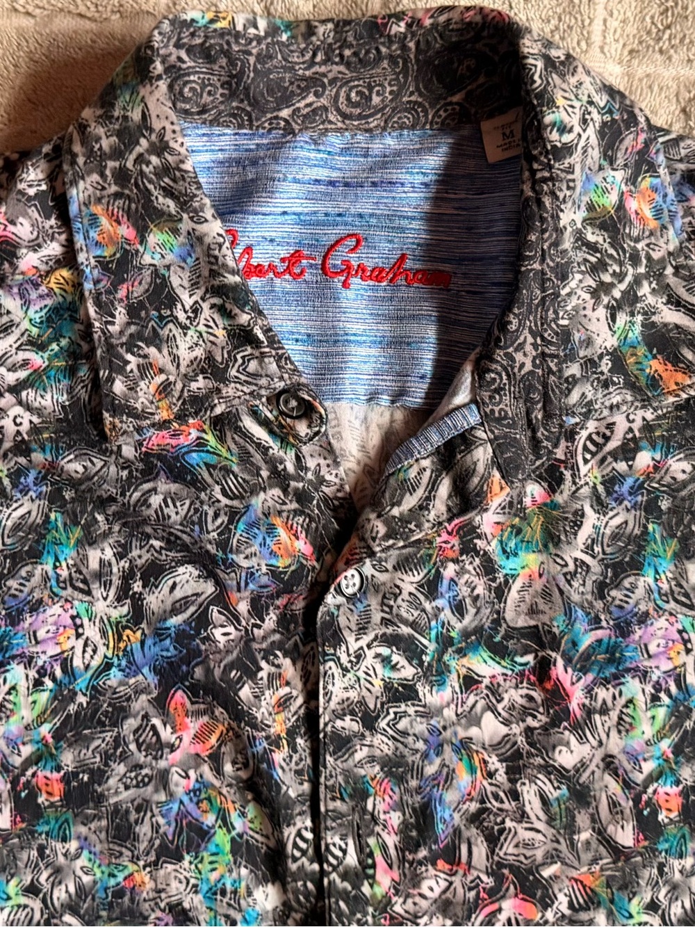 Robert Graham Black Paisley Button-Down Shirt with Multicolor Accents - Picture 5 of 6